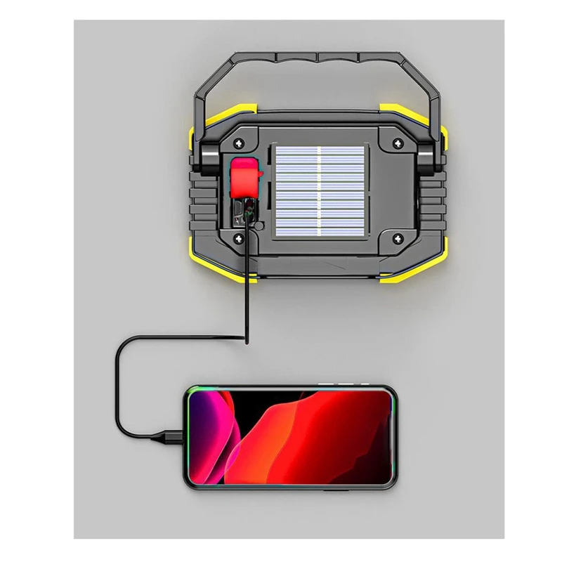 Reflector de luz Cob potente para exteriores, linterna portátil de emergencia Solar, reflector de carga USB, Abs
