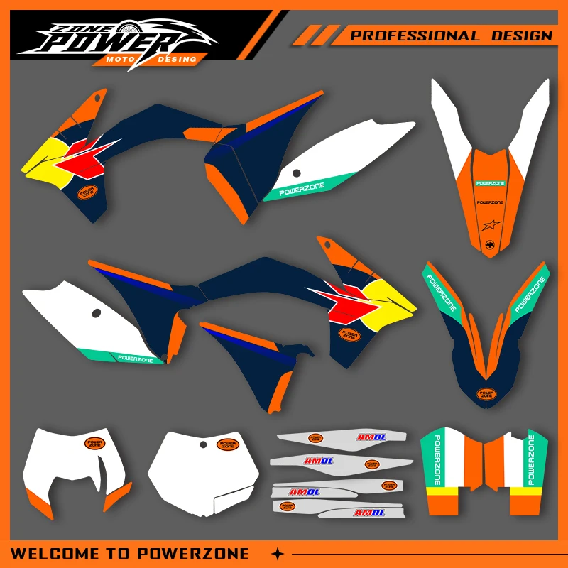 

POWERZONE Motocross Team Graphics Background Sticker Decal Kits For KTM 2012 2013 EXC EXC-F 2011 2012 SXF SXCustomized Number 05