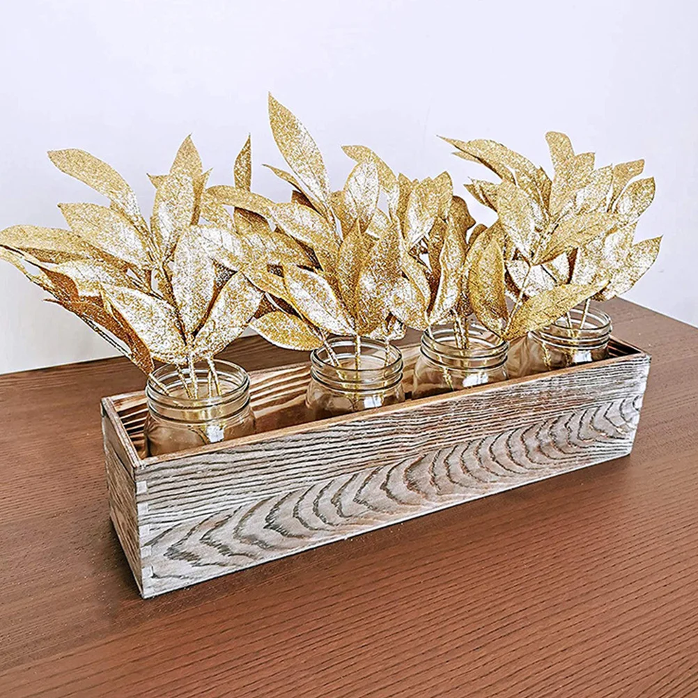 

10pcs Christmas Tree Picks Glitter Artificial Leaves Wreath Arrangements Centerpiece Decorative Stems Holiday Wedding Party