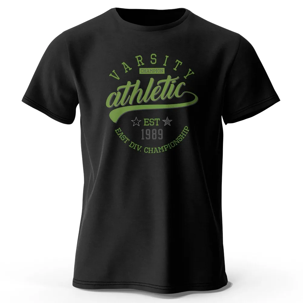 

Summer American Polyester 1989 Letter Print Men's Breathable and Comfortable Round Neck T-shirt Outdoor Fashion Top