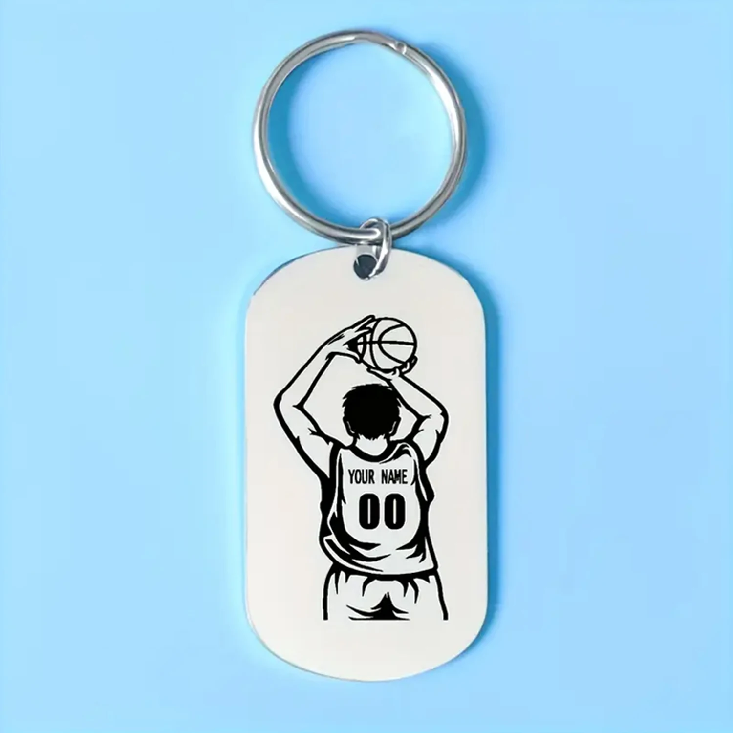 Personalized Basketball Hoop Stainless Steel Personalized Basketball Gifts for Boys, Positive Basketball Lover Keychain