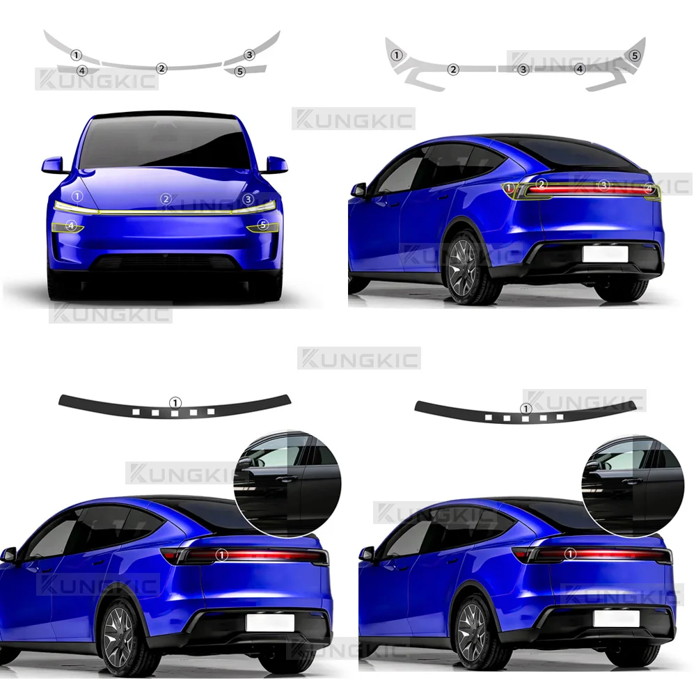 For Tesla Model Y juniper/Performance/YL 2025 2026 2027-Up Car Headlight Tail Film Protection Anti-scratch Trim TPU Black Clear