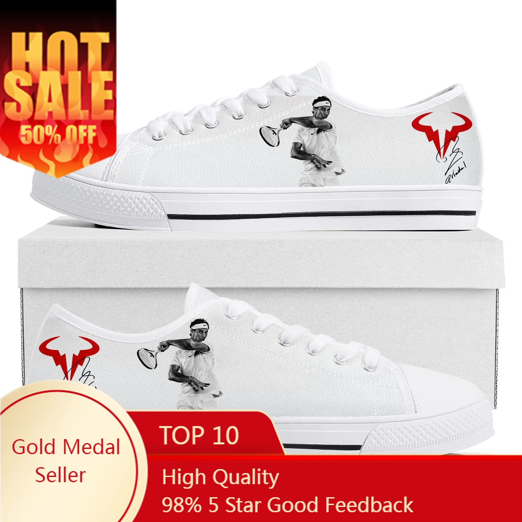 

Rafael Nadal Tennis Player Low Top Sneakers Mens Womens Teenager Canvas Sneaker Lightweight Casual Custom Made Shoes Couple Shoe