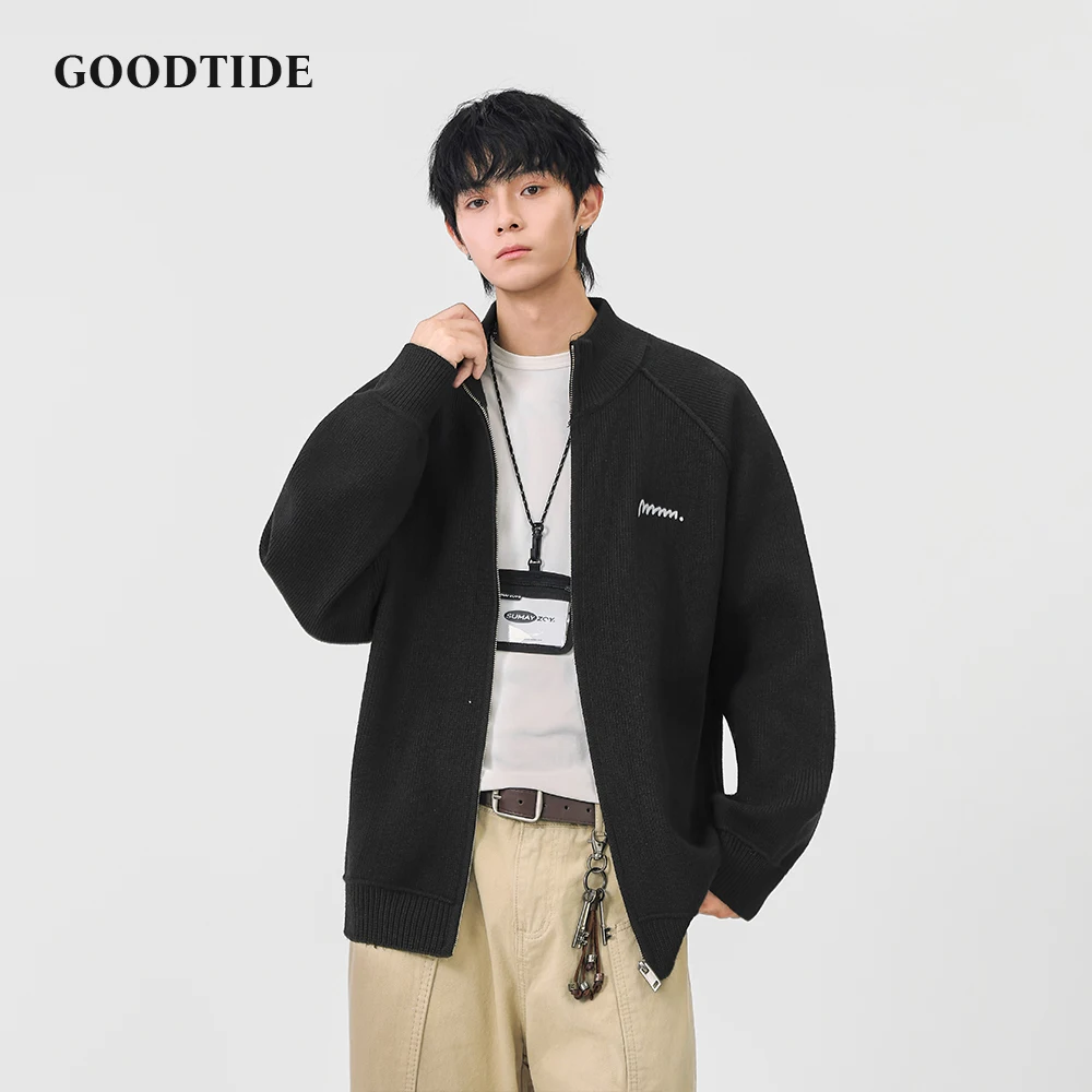 

Fashion Men's Casual Full - Zip Mock Neck Cardigan 2025 Winter New Ribbed Knitted Jacket Detail Soft Long Sleeve Outerwear Top