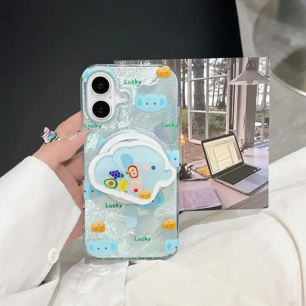 Cute Cartoon Christmas Tree Phone Case for Iphone 13 14 15 16 Pro Max Hot Sale Soft Imd Anti-fall Protective Cover with Bracket