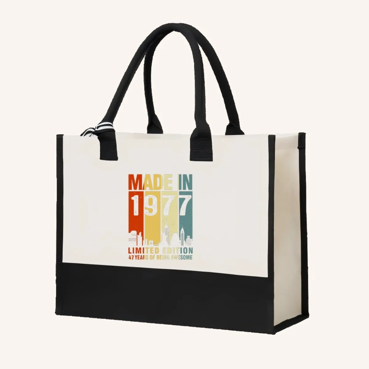 صنع في طبعة 1977 2026 وصول جديد موضة عملية واسعة قابلة لإعادة الاستخدام حمل حقيبة نمط طباعة 2 لهجة الثقيلة كبيرة #4