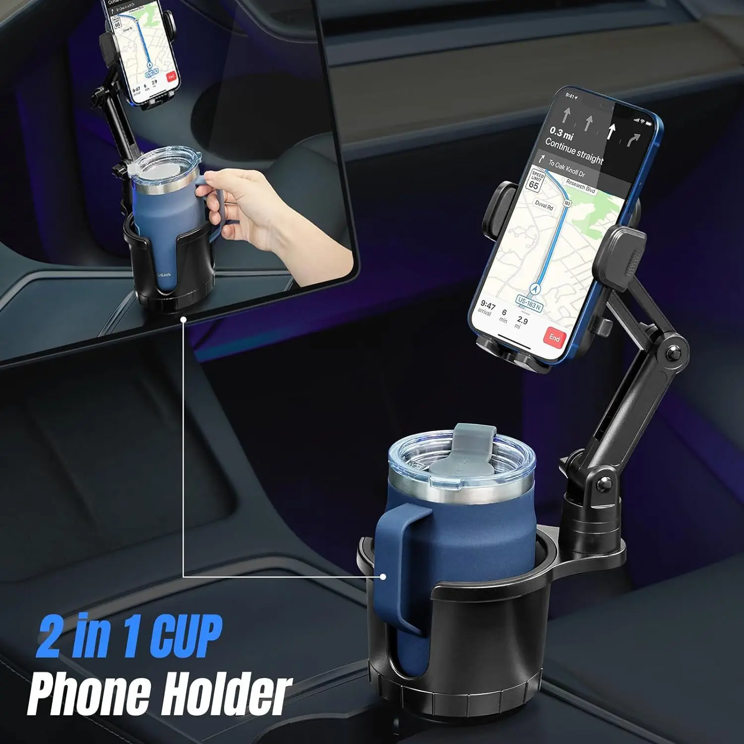 2 in 1 Car Water Cup / Drink Holder and Phone Holder, Multi-Purpose Cup Holder Inside The Car, Automotive Products