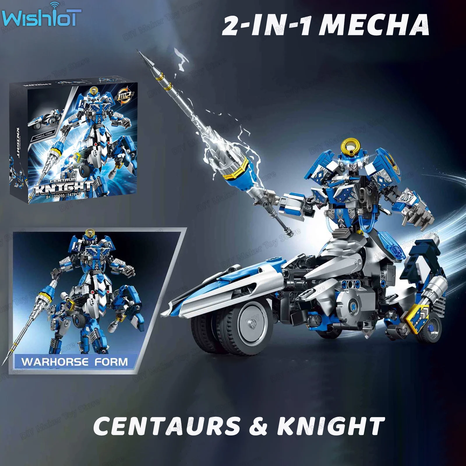 

747PCS 2-IN-1 Transformable Mecha Building Blocks Centaur Knight & War Vehicle Warrior Model Assembly Toy Kid Boy Creative Gifts