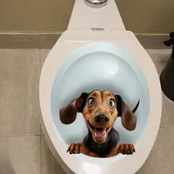 Dachshund Dog and mouse Toilet Lid Decal Waterproof WC Door Sticker Removable Self-Adhesive Decor Toilet Stickers M1018