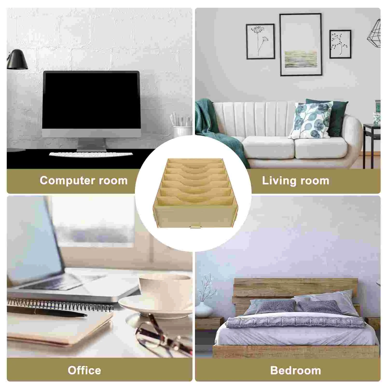 Wooden Multifunctional Storage Box Vintage Desktop Storage Simple Container for Home Living Room Bedroom