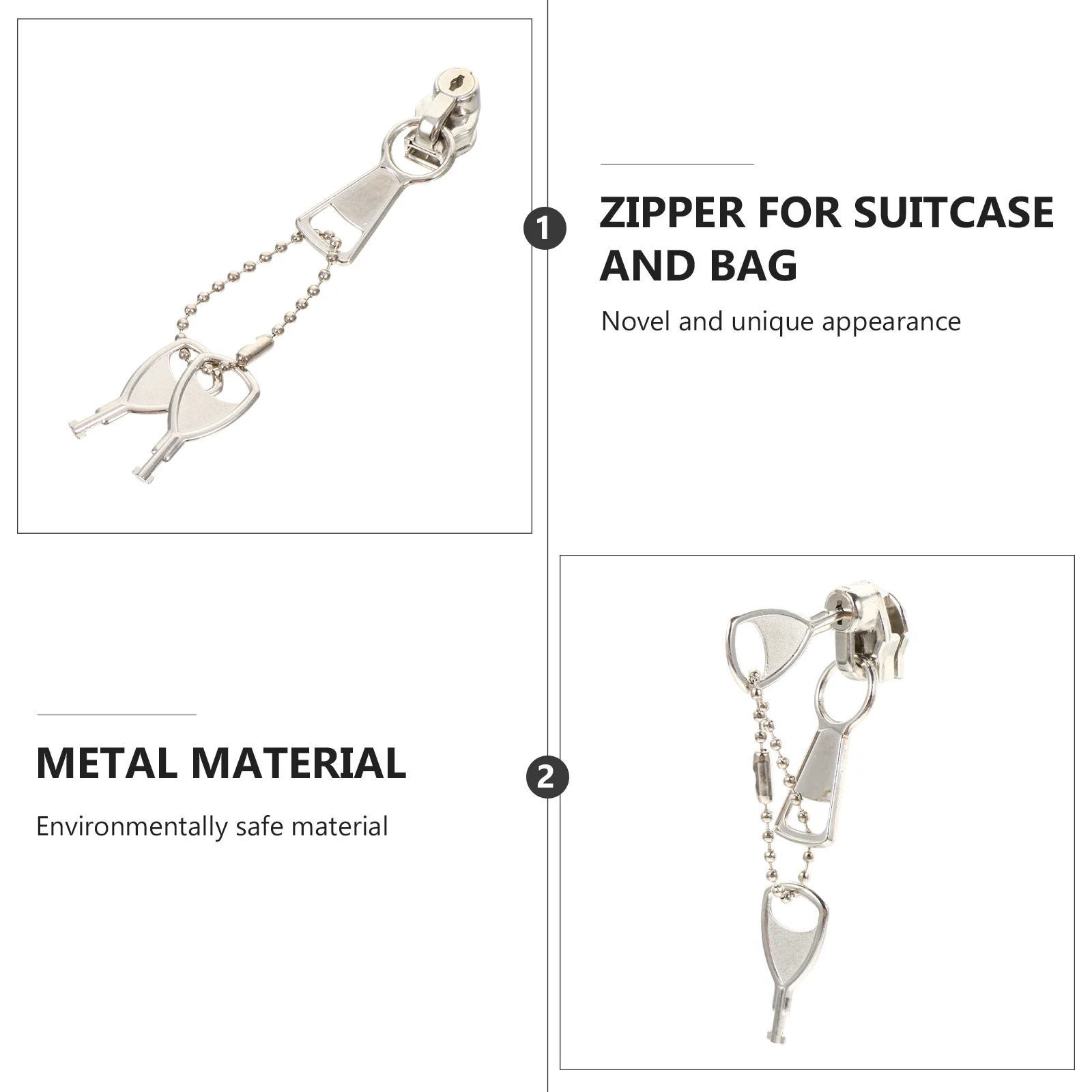 

2Pcs Metal Zipper Head Silver Sturdy Hard Not Easy to Damage Break Perfect for DIY Clothing Garment Coat Zipper Parts Decor