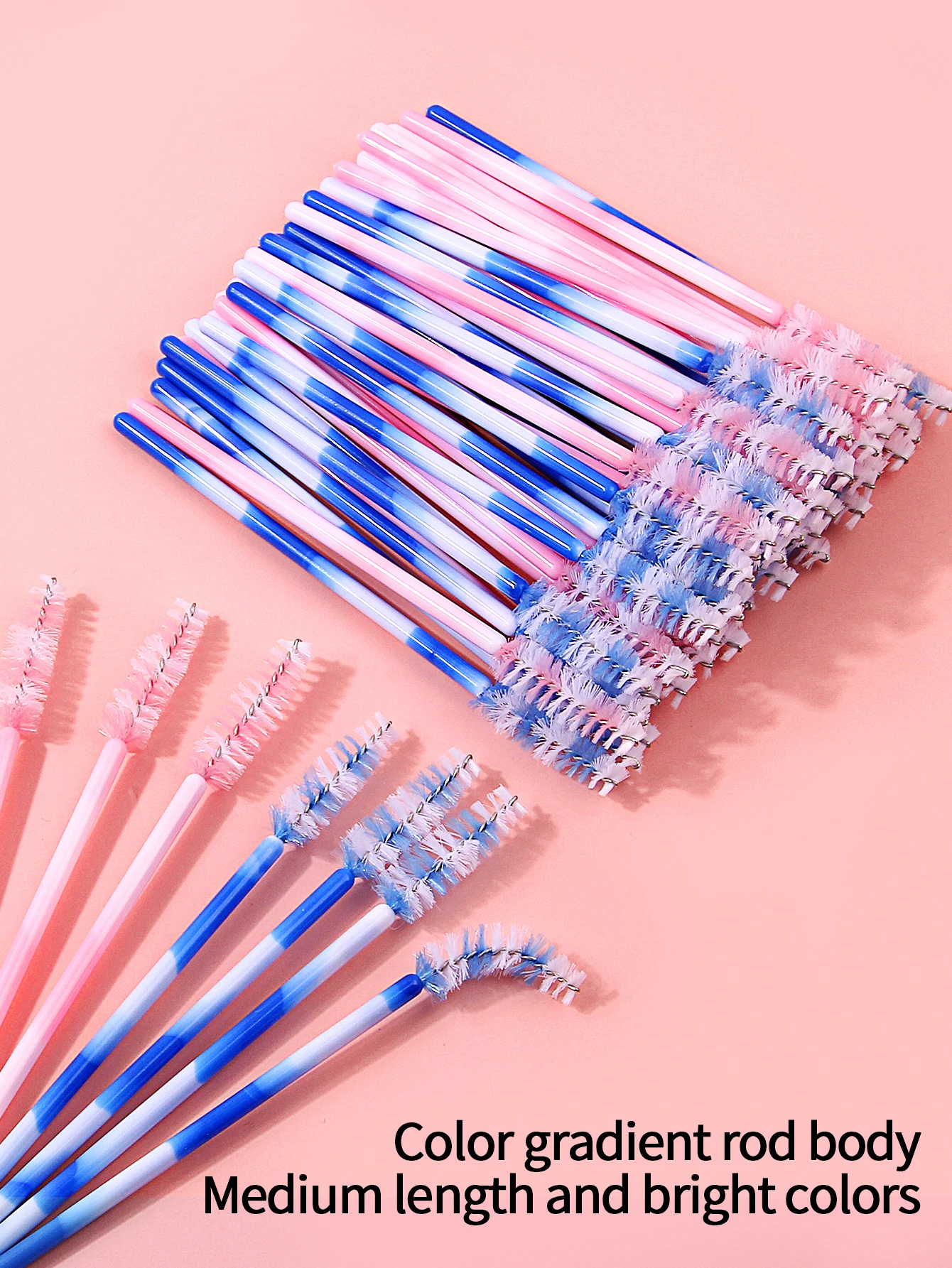 50 stücke anfänger gepfropfte wimpern Gemischte farbe mascara pinsel augenbraue kamm augenbraue kamm spirale pinsel multi-funktionale schönheit werkzeug