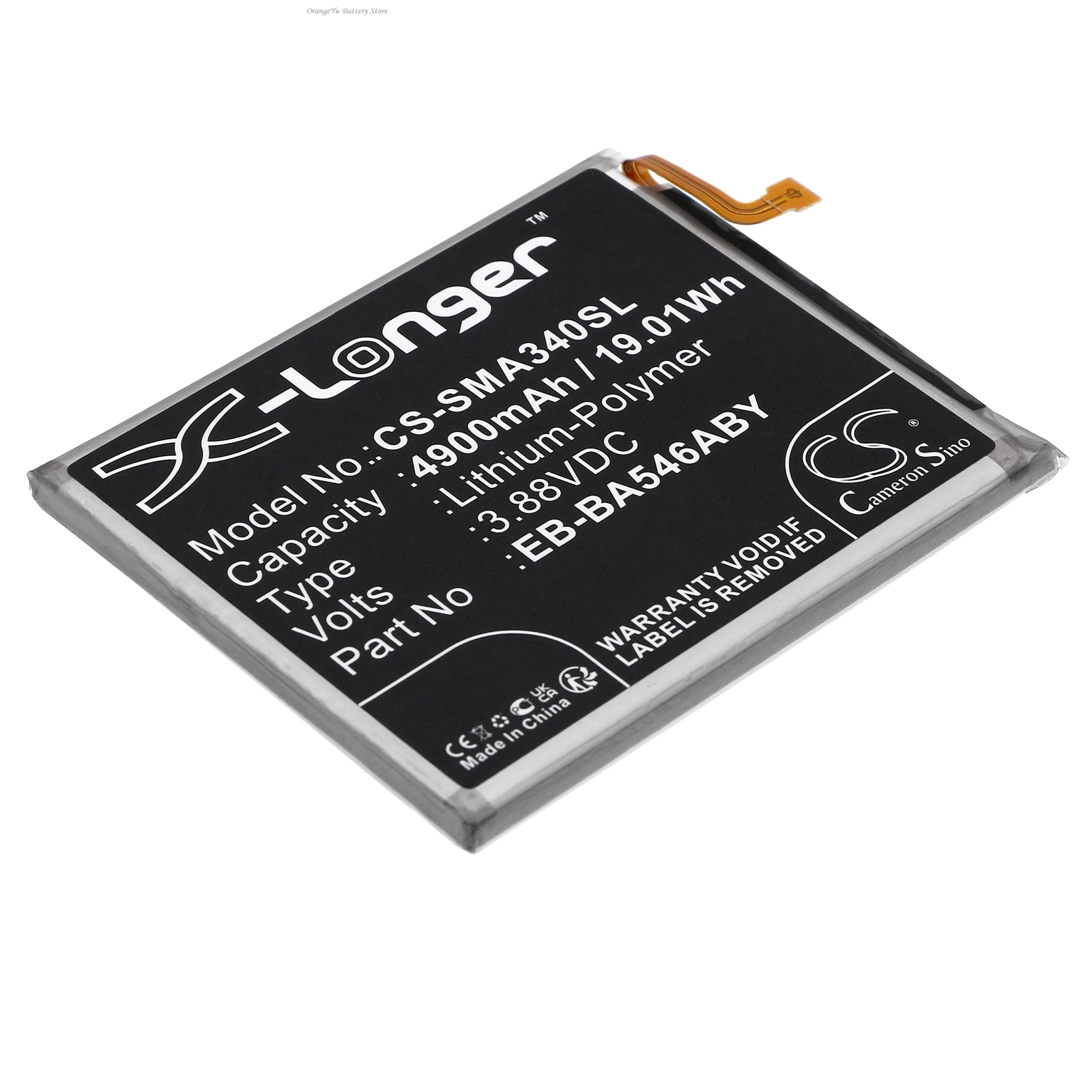 

3.88V 4900mAh Battery EB-BA546ABY for Samsung Galaxy A34 5G 2023,Galaxy A54 5G 2023,SM-A346N,A346M,A3460,A546B,A546V,A546U,A546D