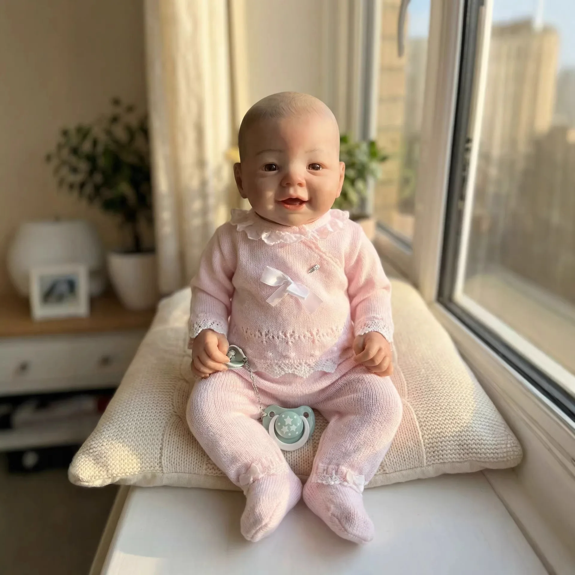 Emmy 18"/45cm Realistic Reborn Girl Baby Doll Soft Body Vinyl Silicone 3D Hand Painted Newborn Gift Birthday Gift Christmas Toy