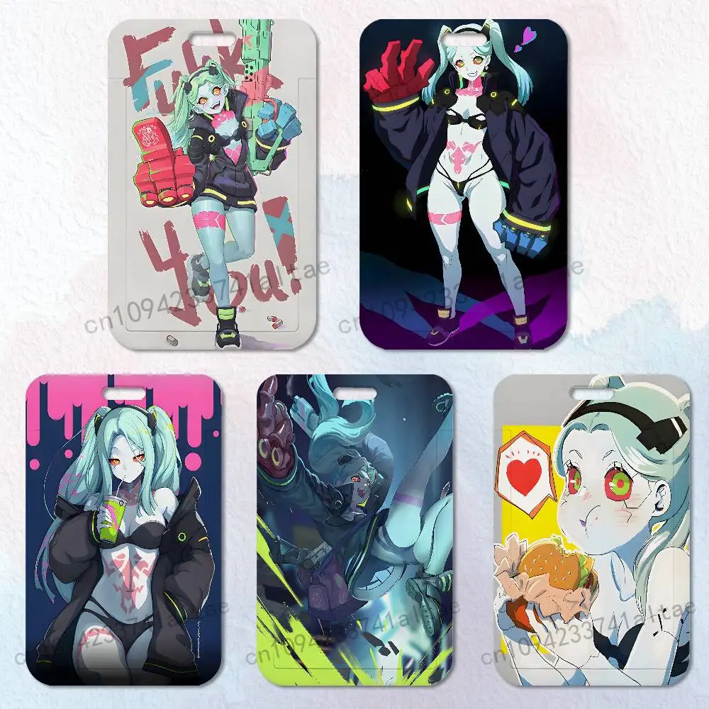 

Rebecca C-Cyberpunk E-Edgerunners Card Holder Durable With Carabiner Name Tag Vertical ID Badge Holders Credentials Protection