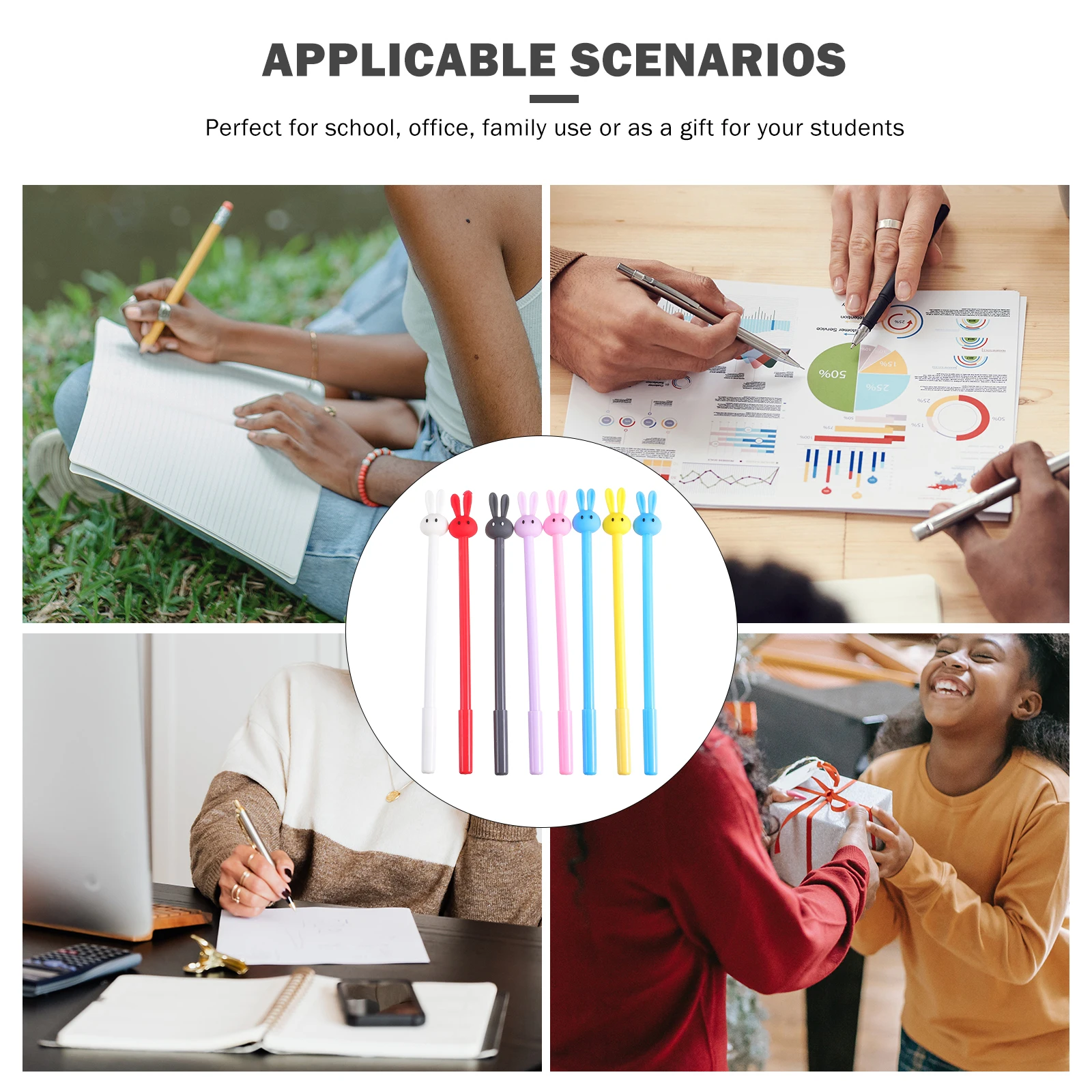 

16pcs Rabbit Shaped Gel Pens Premium Plastic Students Writing Eco Friendly Practical Use Creative Stationery Gifts