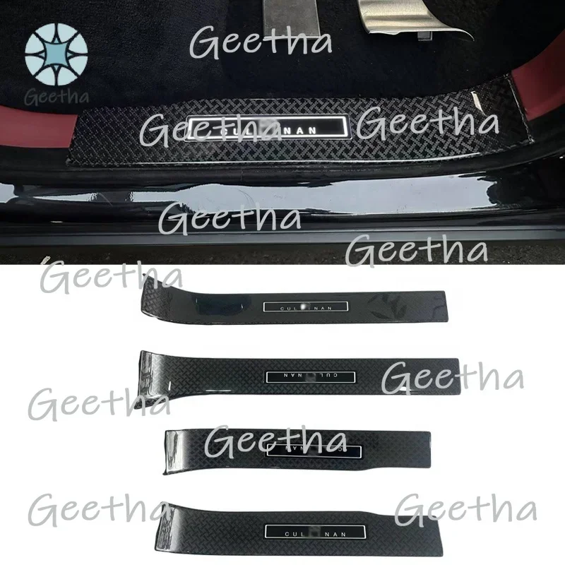 For Carbon Fiber Door Sills For Cullinan Replacement Out Door Sill Threshold With LED Plate Protection For Cullinan