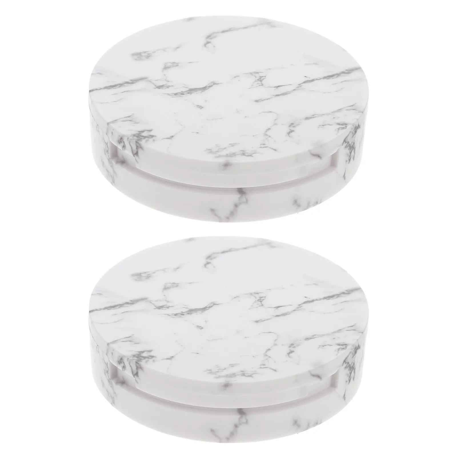 2Pcs Pressed Powder Marble Pattern Boxes Leak Proof Makeup Cases Compact Portable Travel Powder Containers Acrylic