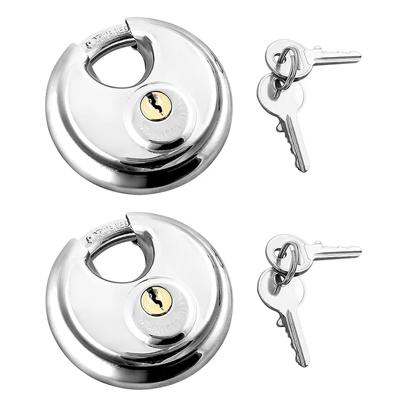 ABSQ-Disc Locks, Heavy Duty Steel Keyed Padlock Disc Storage Locks For Storage Unit Moving Trailers, 3/8Inch Shackle