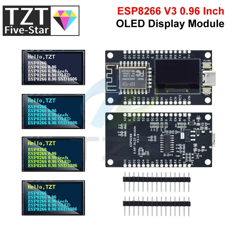 NodeMCU ESP8266 V3 Development Board With 0.96 Inch OLED Display CH340 ESP-12F WiFi Module TYPE-C USB For Arduino/Micropython