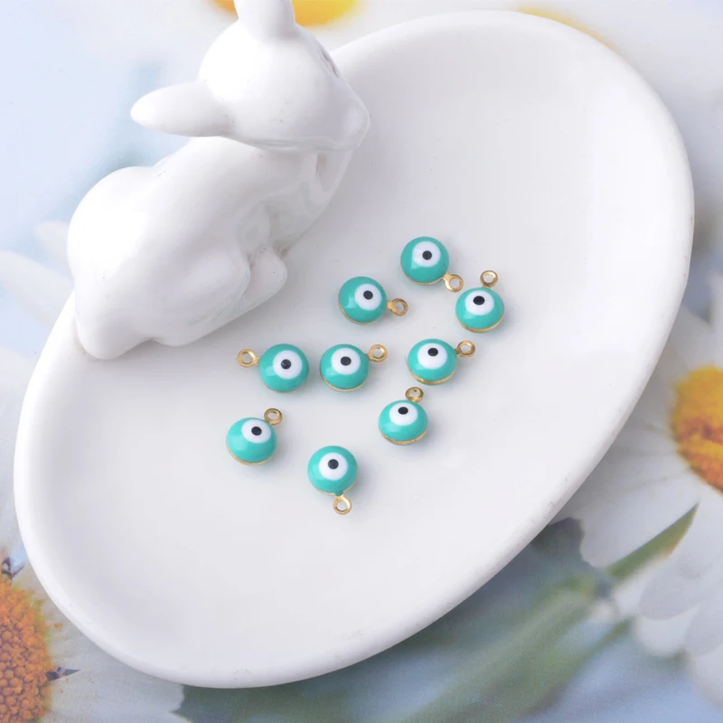 30 Stück doppelseitige Böses-Auge-Anhänger aus Kupfer mit Emaille, Glücksbringer-Mini-Anhänger für Armbänder, Halsketten, Ohrringe und Accessoires – Detail 11