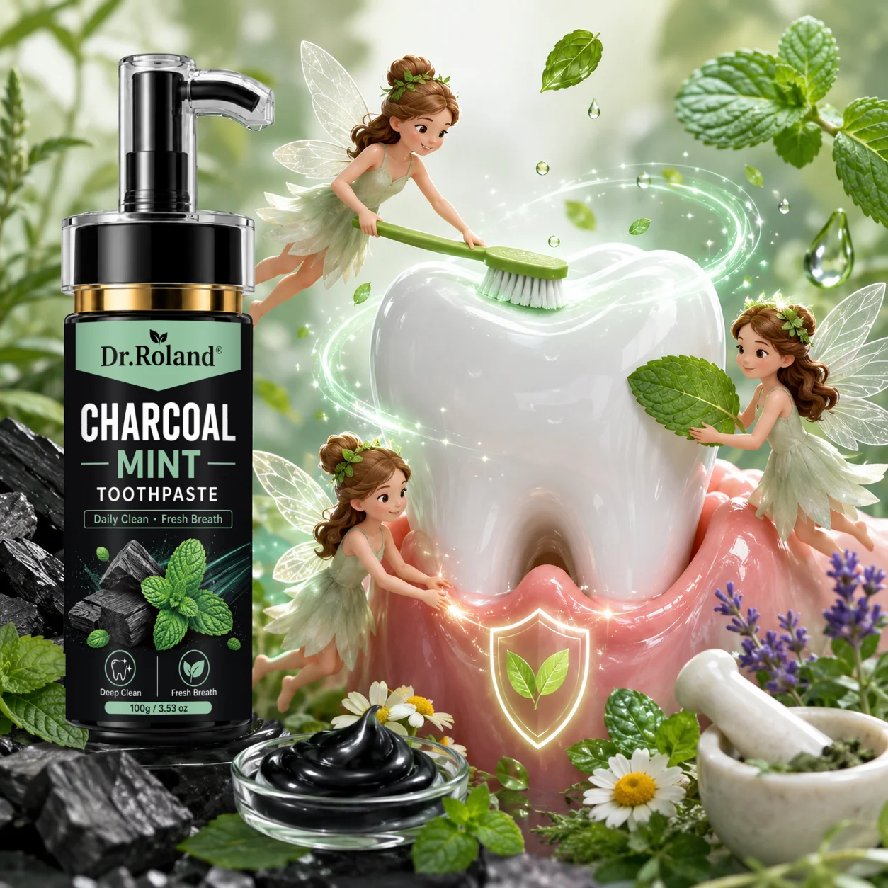 Activated Charcoal Whitening Toothpaste Deep Cleaning Stain Removal Coffee Tea Stains Fresh Breath Mint Oral Care Protects Gums