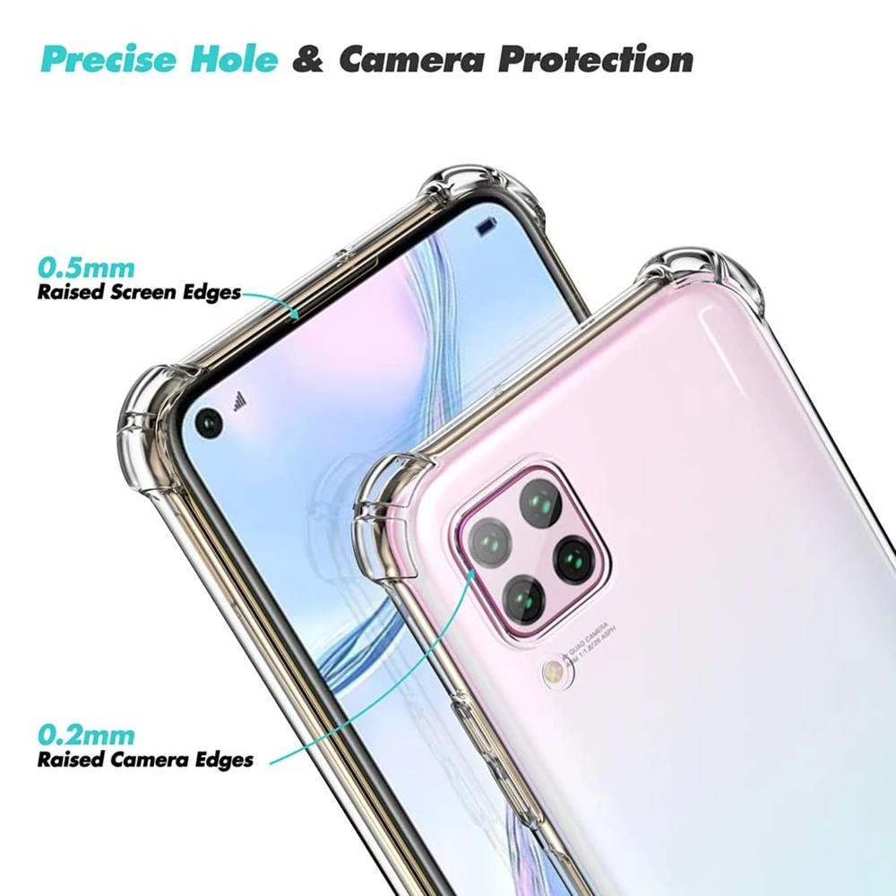 Shockproof Silicone Clear Case For Huawei P50 P40 P30 P20 Mate 40 30 20 Pro Plus Lite E P Smart 2020 2021 Hard Pc Acrylic Cover