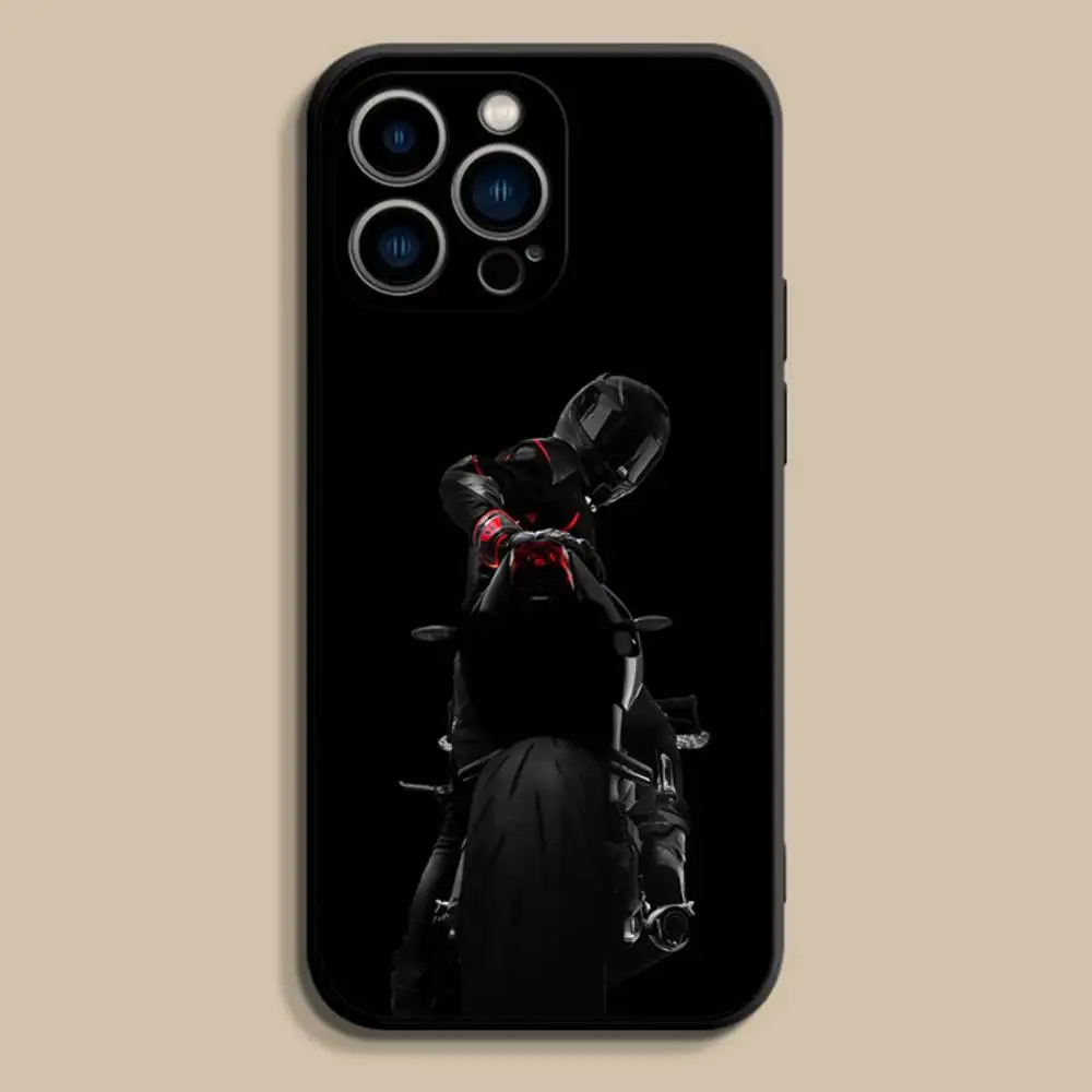 M-funda de teléfono para motociclista para iPhone 11,12,13,14,15,16,17,Pro,Max,Plus,E,SE4,Air,Mini cubierta suave negra