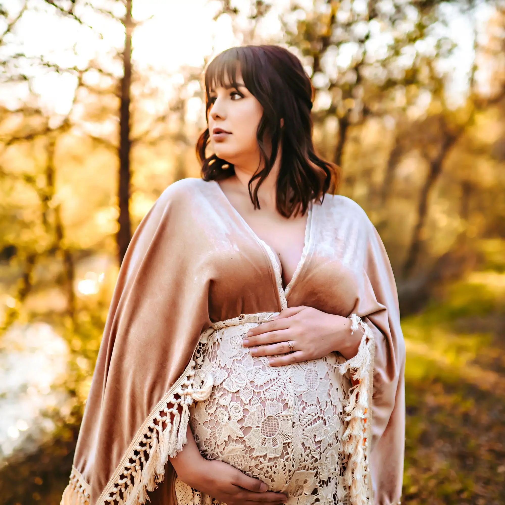 

Кружевное платье для беременных Don & Judy для осенних фотосессий, одежда с длинными рукавами и V-образным вырезом для платьев для детского душа