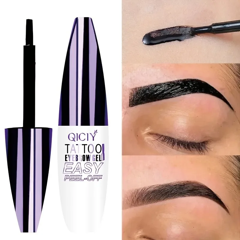 TATTOO EYEBROW GEL, Black Brown Peel-Off Eyebrow Enhancer, Waterproof, Long-Lasting Brow Dye, Natural Brown Tattoo