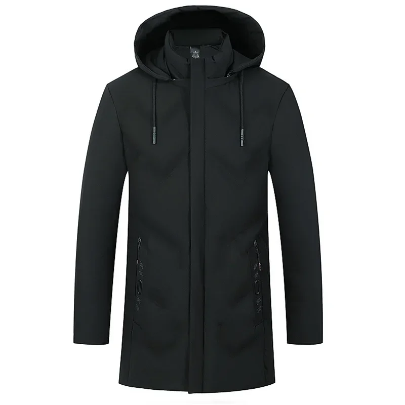 New Male Winter Jacket Men Thicken Warm Men Parkas Hooded Long Coat Fleece Mens Jackets Outwear Windproof Padded Down Parka