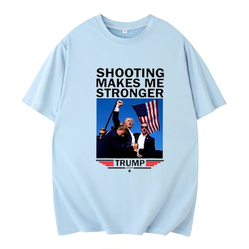 2024 Trump Shooting Make Me Stronger T-Shirt Trump Attempted Shooting T-Shirt Harajuku Hip Hop Streetwear Oversized Shirt Unisex