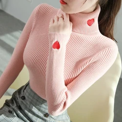 2023 New Fashion Turtleneck Pullover Sweater Elegant Long Sleeve Basic Knitted Tops Autumn Winter Jumper Women Clothes Pull Femm