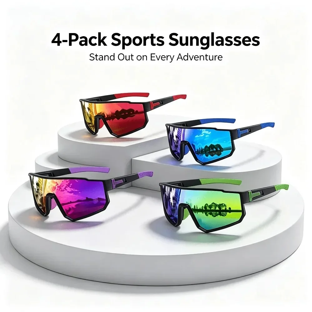 8003 Men's and Women's Sports Sunglasses 12-piece Set, Oversized Windproof Riding Glasses, Anti-ultraviolet Polarized Outdoor Sun Umbrella, Suitable for Running, Fishing and Driving. Recommended Christmas and Halloween Gifts