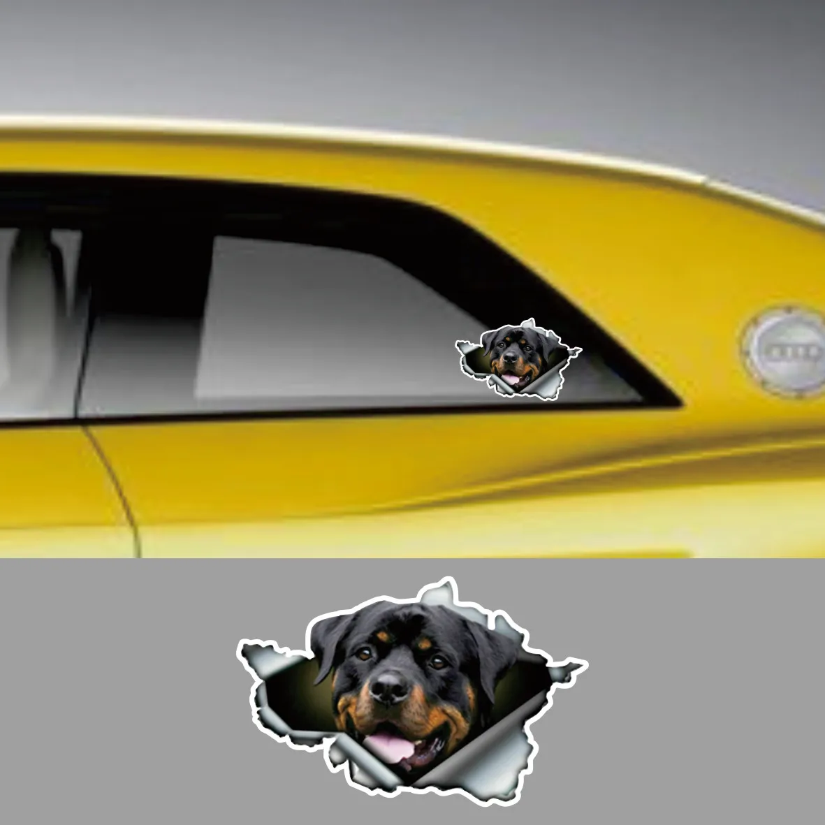 

Creative Pet Dog Car Sticker Funny Rottweiler 3D Rott Torn Metal Automobiles Motorcycles Waterproof Vinyl Decal 13cm X 8.5cm