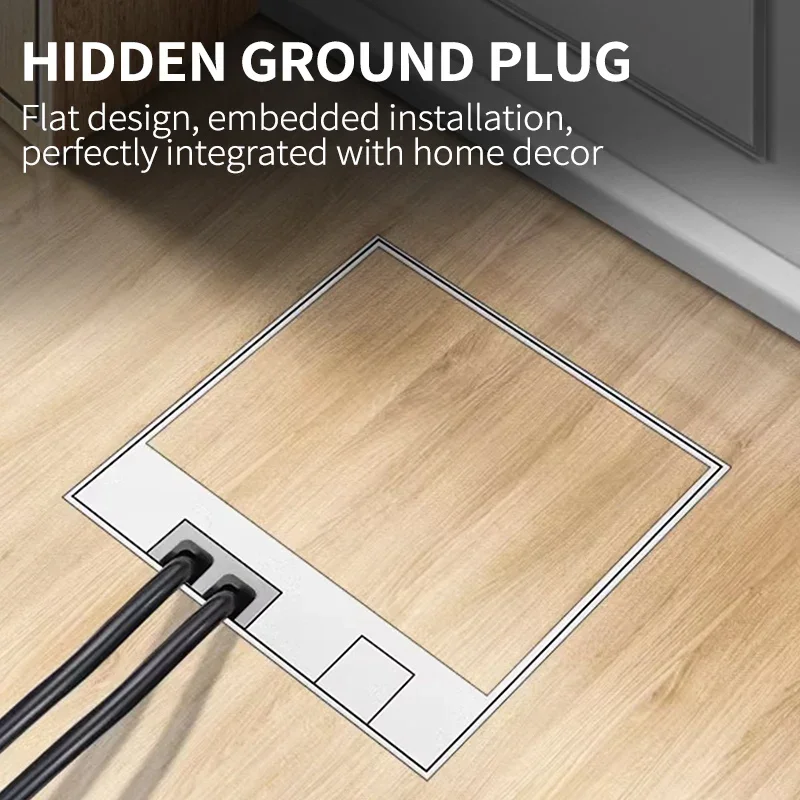 Floor Box Outlet, Hidden, UK US EU BR FR Standard Power USB HDMI RJ45 Socket, Embedded, Build-in, 130mm x 130mm