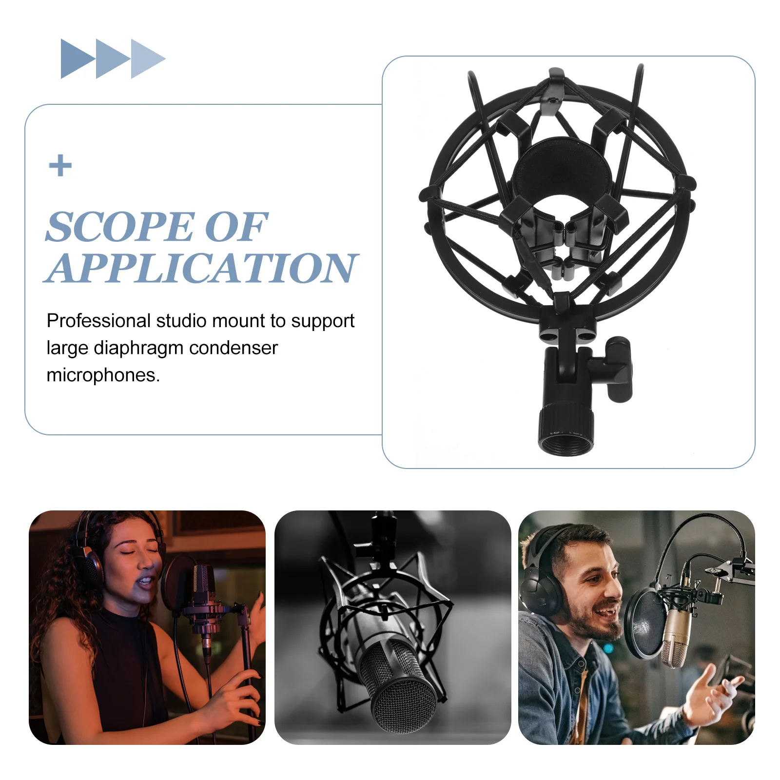 

1Pcs Microphone Shock Mount Stand Premium Condenser Mic Isolation Holder Noise Reduction Clip for Broadcasting Recording