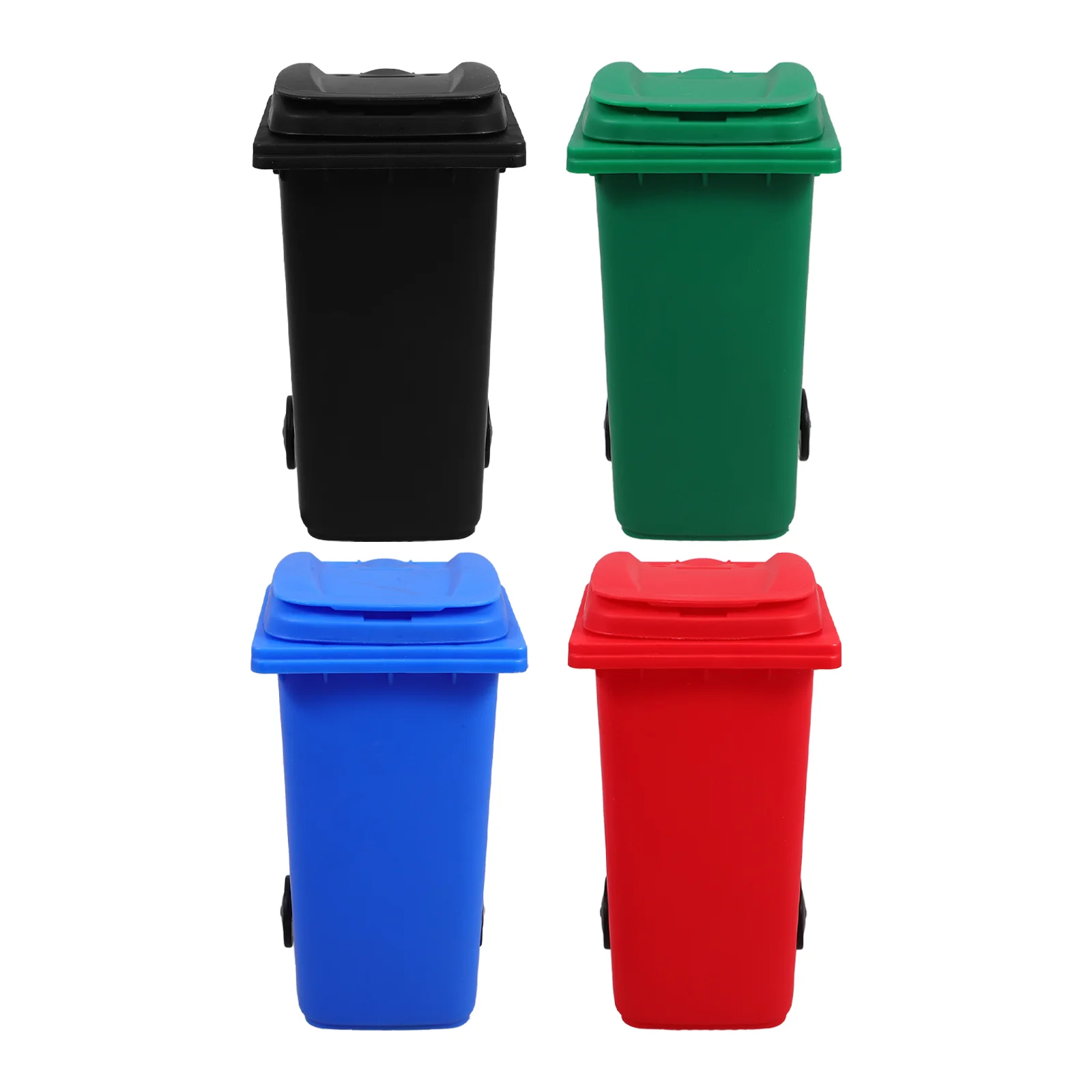 

4 Pcs Mini Trash Can Pen Holder Desk with Lid for Desktop Hard Pencil Case Small Toy