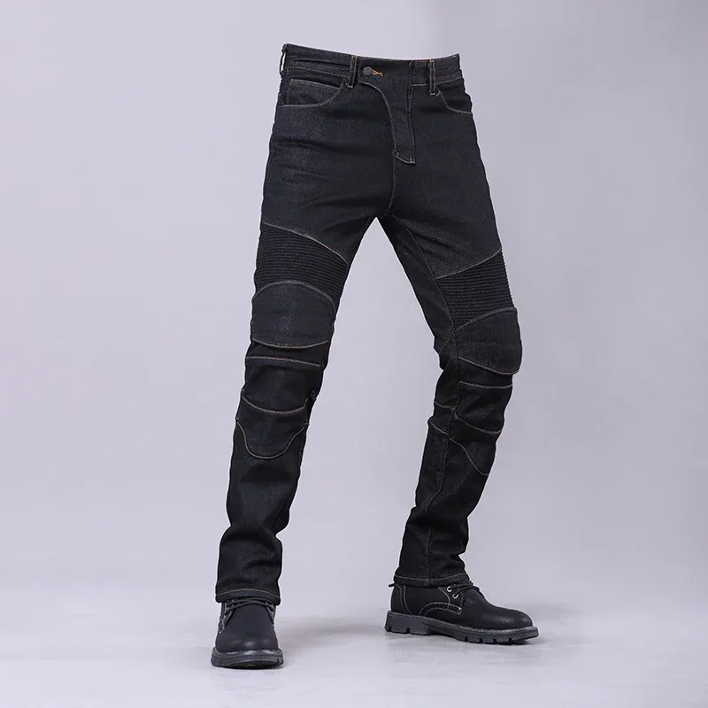 Motorcycle Jeans Slim Fit Elastic Cycling Pants Vintage Fashion Jeans Outdoor Travel Racing Off Road Anti Drop Pants Men