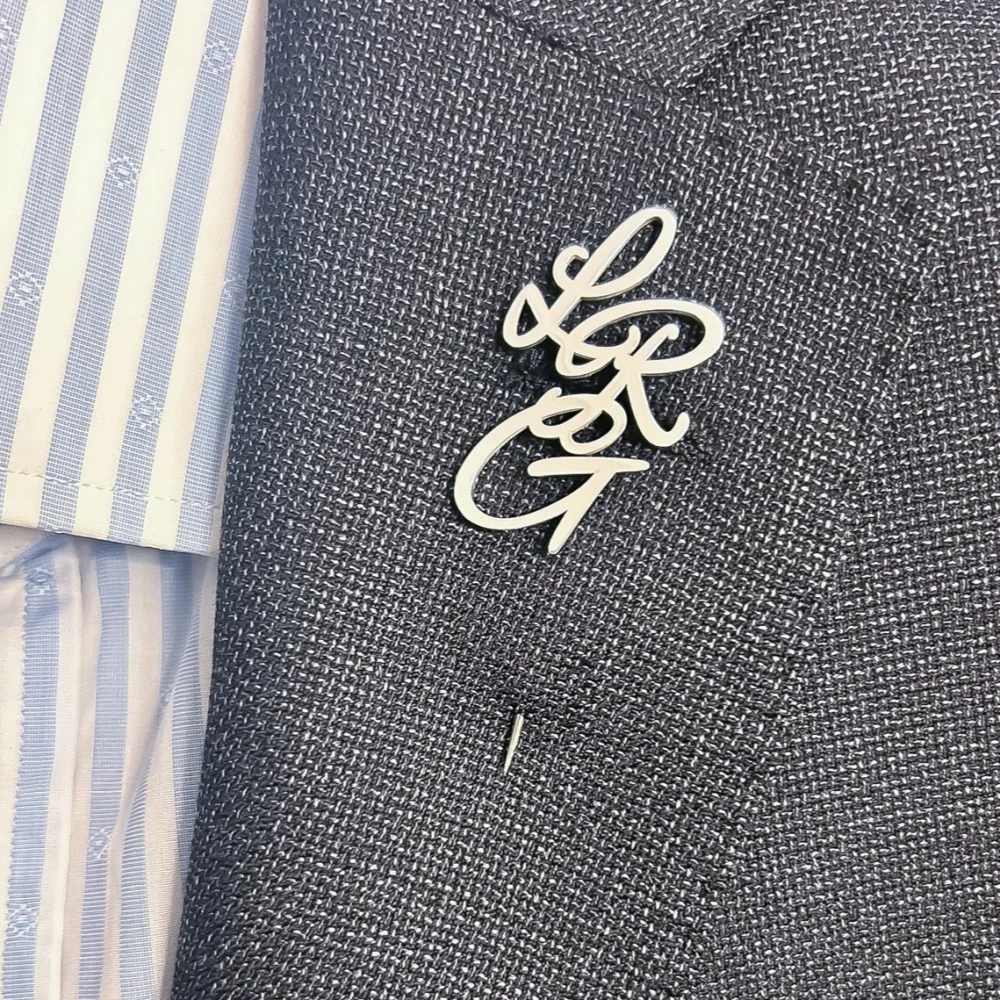 

Custom 1-3 Letters Men Pins Western-style Clothes Jewelry Personalized Gold Color Business Attire Initials Gentlemen Brooch Pin