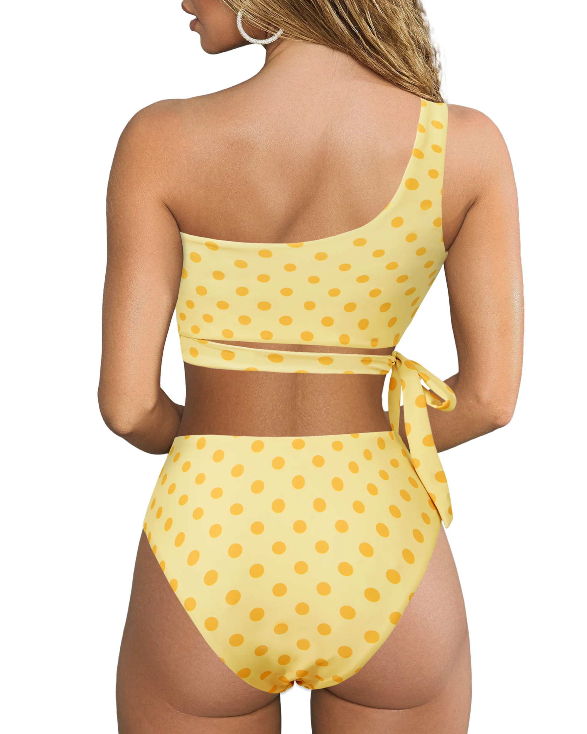 One-Shoulder-Bikini-Set für Damen – Sommer-Badeanzug mit hoher Taille, zweiteiliger Bikini für Frauen – Detail 10