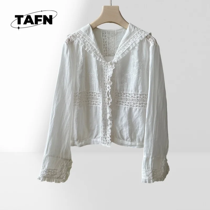 

Beautiful Trendy Simple and Comfortable Elegant High Street Women's Solid Color Cotton Shirt Loose Fit Blouse AF2409
