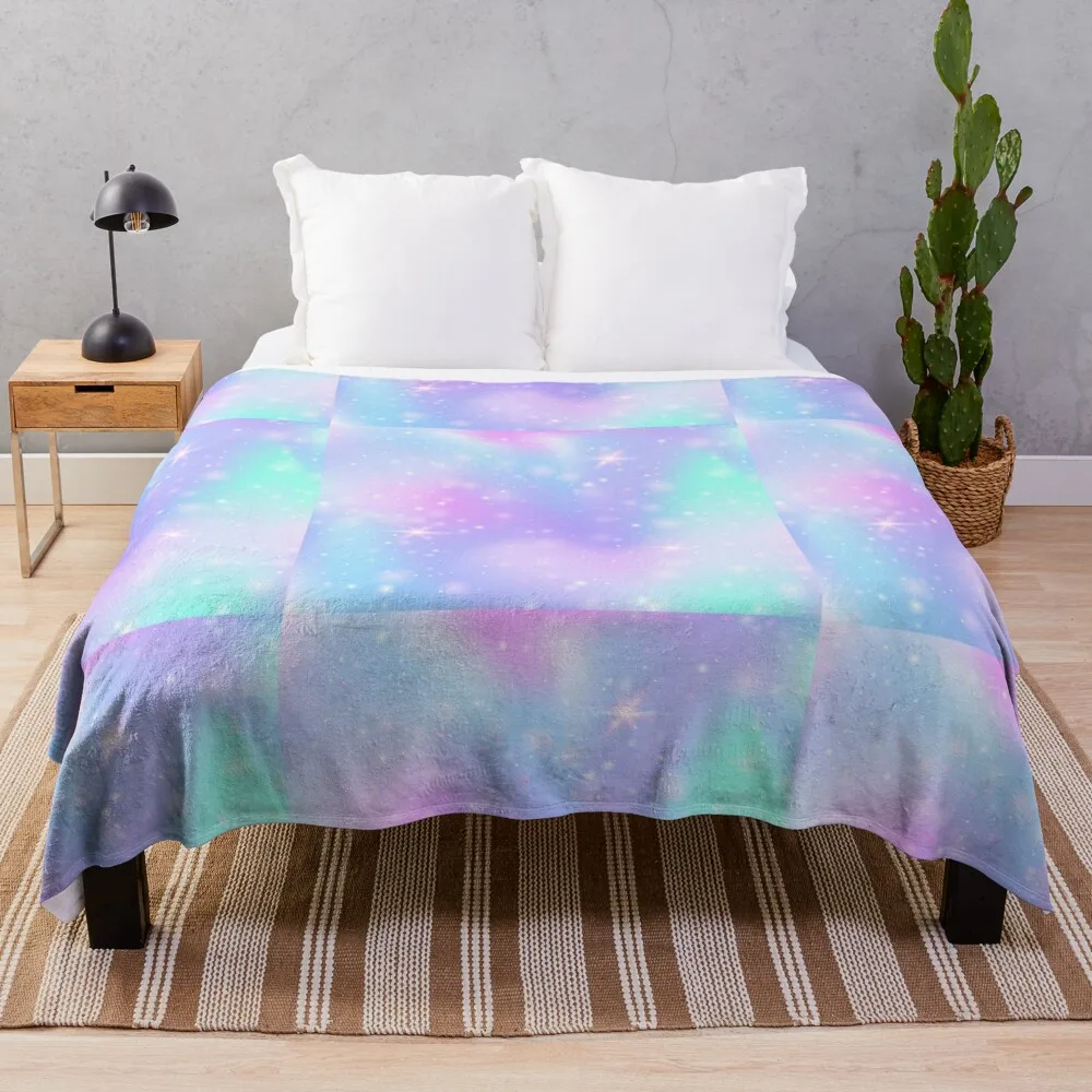 

Aqua Blue & Lavender Purple Painting Throw Blanket Bed covers blankets and throws Luxury St Sofa Blankets