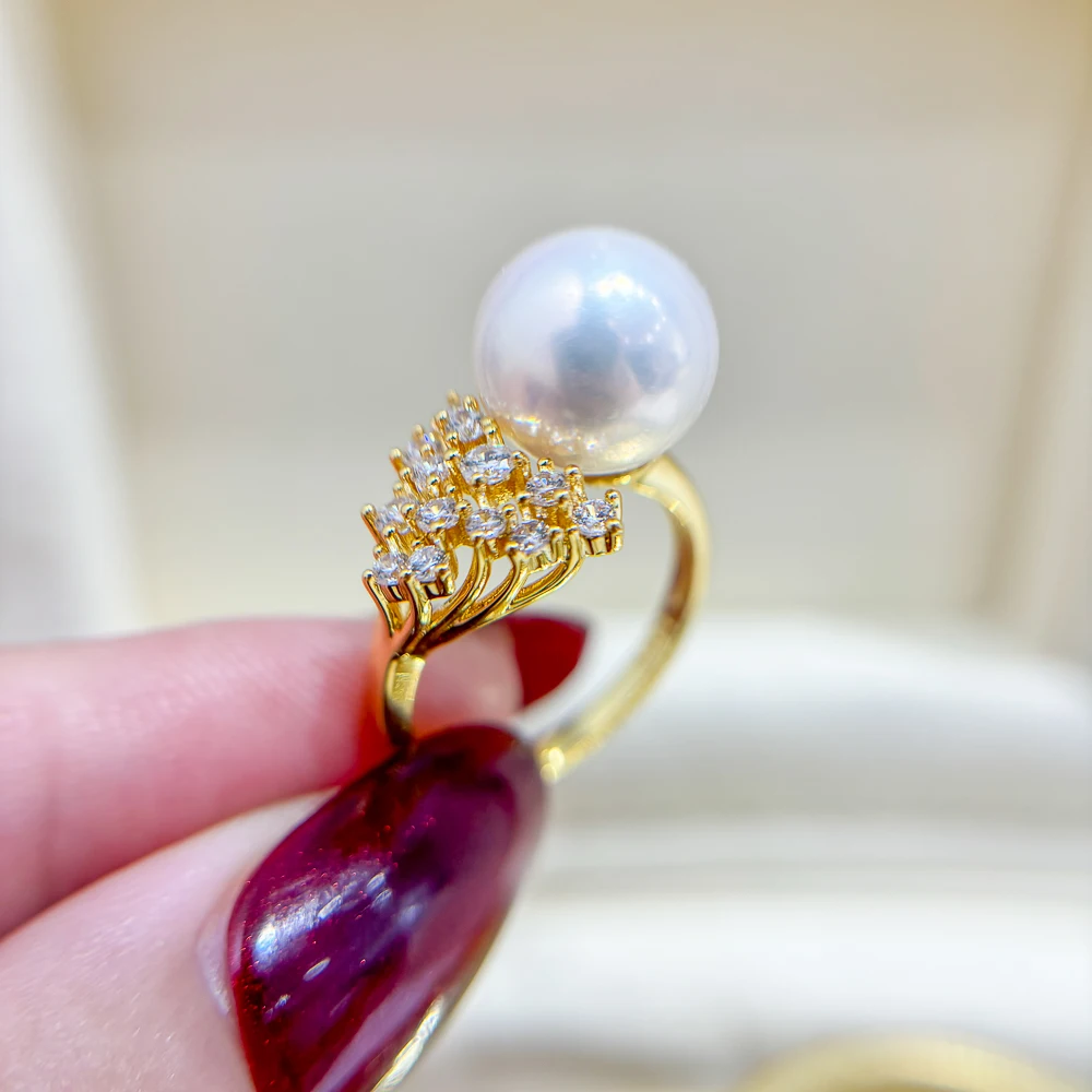 

3 шт., аксессуары для жемчуга своими руками, 925 серебряный держатель для колец с жемчугом, стильный держатель для колец золотого и серебряного цвета, с круглым 10-13 мм