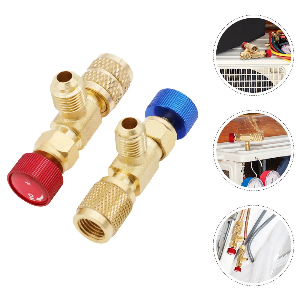 2Pcs Refrigerant Charging Valve Copper Aluminum Alloy Ergonomic Design Easy Mounting for Ac Refrigeration Systems R22 R410a
