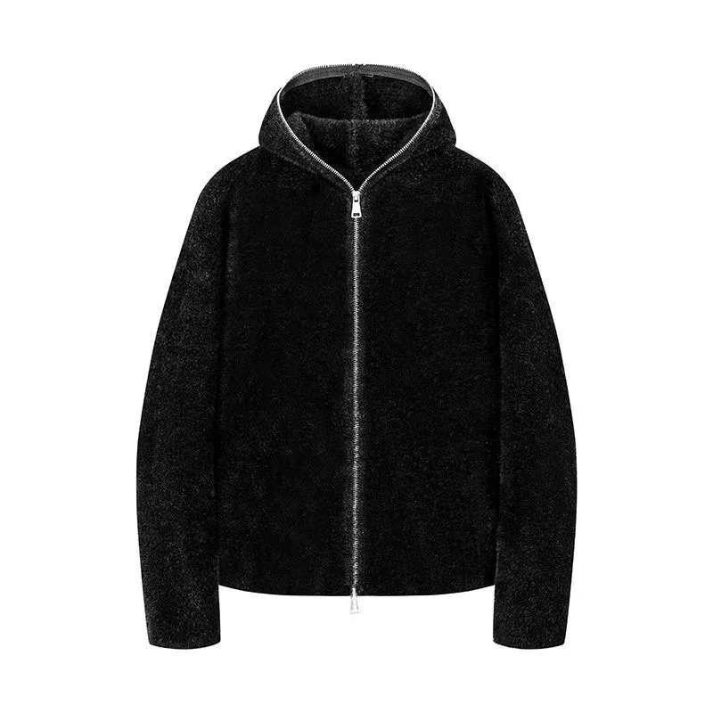 New Autumn and Winter Fashion Solid Color Thickened Warm Hooded Sweater Men's Casual Loose Sports Large Size High Quality Coat