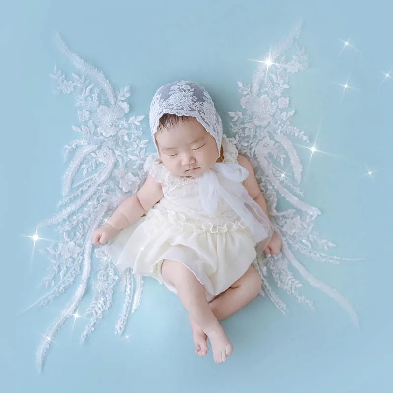 Lace Butterfly Wings Newborn Photography Clothing Sweet Style Baby Dress Hat Set Baby Girl Studio Photo Shooting Accessories