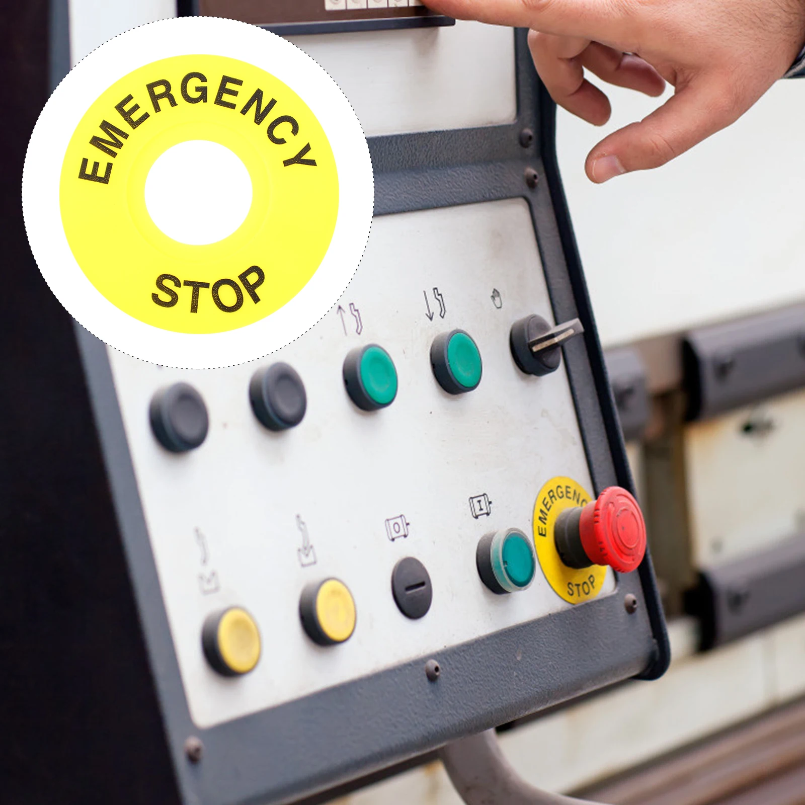 

10Pcs Durable Push Button Emergency Stop Ring Yellow Circular Warning Loop Controller