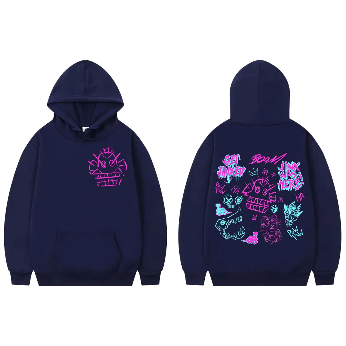 Hot Game Anime Jinx Graffiti Print Hoodie Harajuku Y2k Oversized Clothing Pullovers Men Women Fashion Casual Hooded Sweatshirts