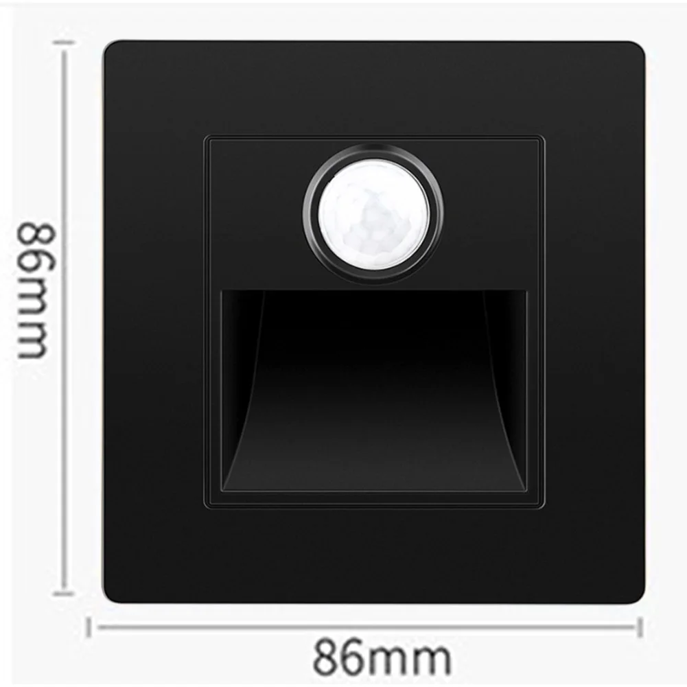 LED Stair Light With Motion Sensor, Recessed Wall Lamp For Indoor Staircase, Hallway, Step, 1.5W Low Power, IP20 Night Light